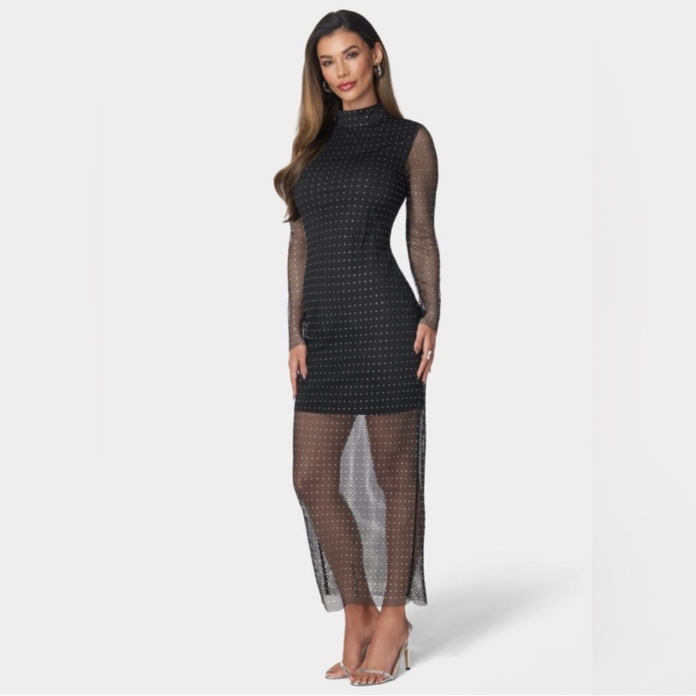 BEBE Crystal Mesh Gown - NWT XS - Picture 2 of 5